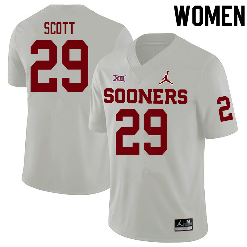 Women #29 Jaedyn Scott Oklahoma Sooners College Football Jerseys Sale-White - Click Image to Close